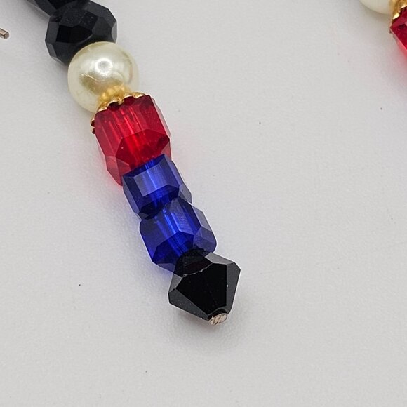 Beaded Toy Soldier Dangle Drop Black/White/Red/Blue Hook Fashion Jewelry Earring - Picture 8 of 9